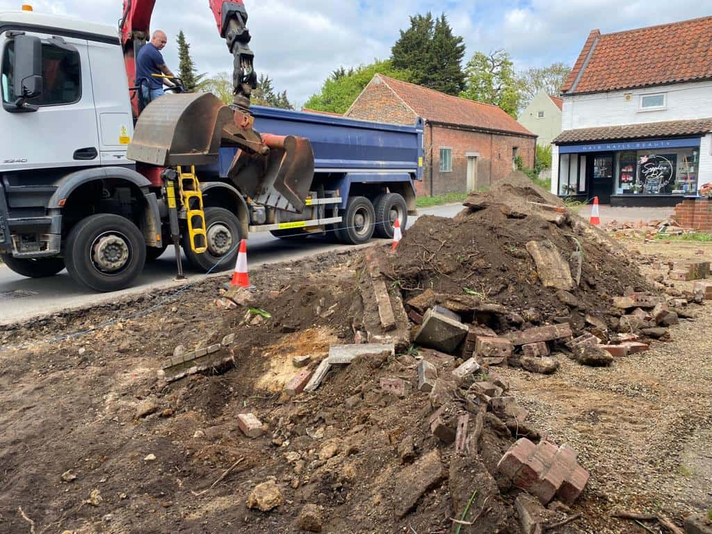 This is a photo of a dig out being carried out for the installation of a new tarmac driveway. Works being carried out by Watton Driveway Solutions