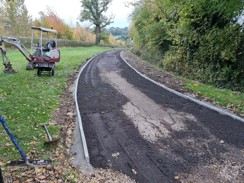 This is a large driveway which is in the process of having a tar and chip driveway installed on by Watton Driveway Solutions